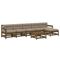 vidaXL 7-tlg. Garten-Lounge-Set mit Kissen Honigbraun Massivholz