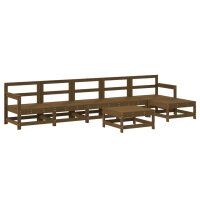 vidaXL 7-tlg. Garten-Lounge-Set mit Kissen Honigbraun Massivholz