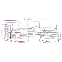 vidaXL 6-tlg. Garten-Lounge-Set mit Kissen Honigbraun Massivholz