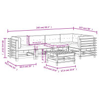 vidaXL 6-tlg. Garten-Lounge-Set mit Kissen Grau Massivholz