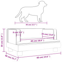 vidaXL Hundebett Creme 60x40x30 cm Samt