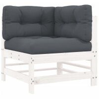 vidaXL 3-tlg. Garten-Lounge-Set mit Kissen Wei&szlig; Massivholz