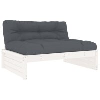 vidaXL 5-tlg. Garten-Lounge-Set mit Kissen Wei&szlig; Massivholz