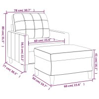 vidaXL Sessel mit Hocker Dunkelgrau 60 cm Stoff