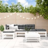 vidaXL 6-tlg. Garten-Lounge-Set mit Kissen Wei&szlig; Massivholz