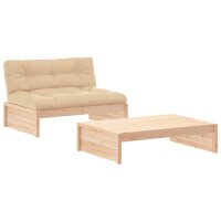 vidaXL 2-tlg. Garten-Lounge-Set mit Kissen Massivholz