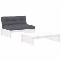 vidaXL 2-tlg. Garten-Lounge-Set mit Kissen Weiß...