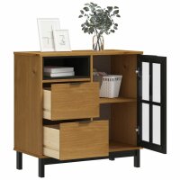 vidaXL Sideboard mit Glast&uuml;r FLAM 80x40x80 cm Massivholz Kiefer