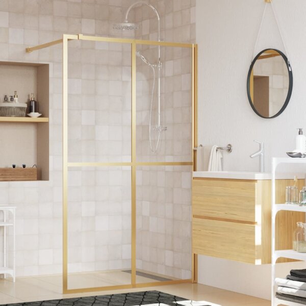 vidaXL Duschwand f&uuml;r Begehbare Dusche ESG Klarglas Golden 118x195cm