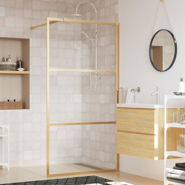 vidaXL Duschwand f&uuml;r Begehbare Dusche ESG Klarglas Golden 100x195cm