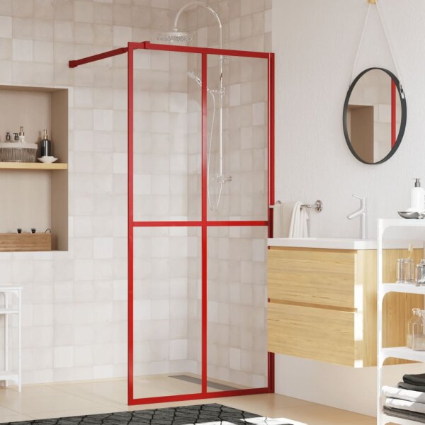 vidaXL Duschwand f&uuml;r Begehbare Dusche mit ESG Klarglas Rot 100x195 cm