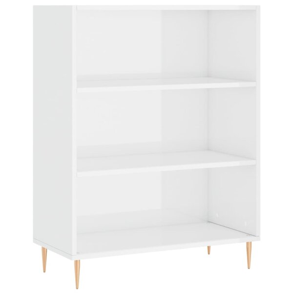 vidaXL B&uuml;cherregal Hochglanz-Wei&szlig; 69,5x32,5x90 cm Holzwerkstoff