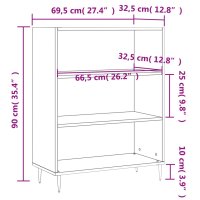 vidaXL B&uuml;cherregal Hochglanz-Wei&szlig; 69,5x32,5x90 cm Holzwerkstoff