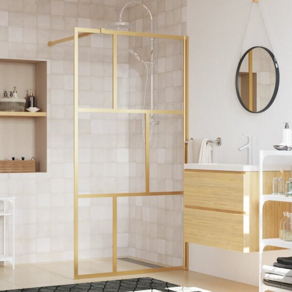 vidaXL Duschwand f&uuml;r Begehbare Dusche ESG Klarglas Golden 115x195cm