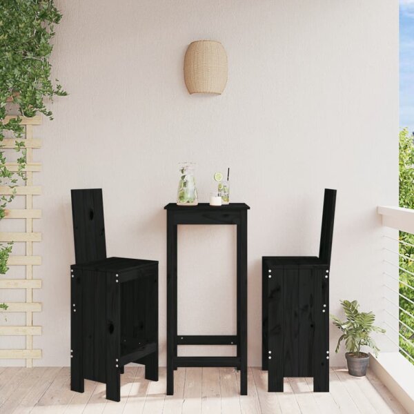 vidaXL Barhocker 2 Stk. Schwarz 40x42x120 cm Massivholz Kiefer