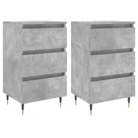 vidaXL Nachttische 2 Stk. Betongrau 40x35x69 cm...