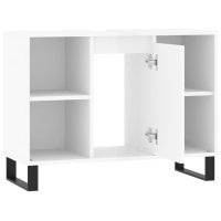 vidaXL Badschrank Hochglanz-Weiß 80x33x60 cm Holzwerkstoff