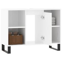 vidaXL Badschrank Hochglanz-Wei&szlig; 80x33x60 cm Holzwerkstoff