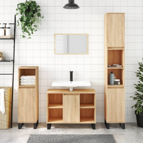 vidaXL Badschrank Sonoma-Eiche 80x33x60 cm Holzwerkstoff