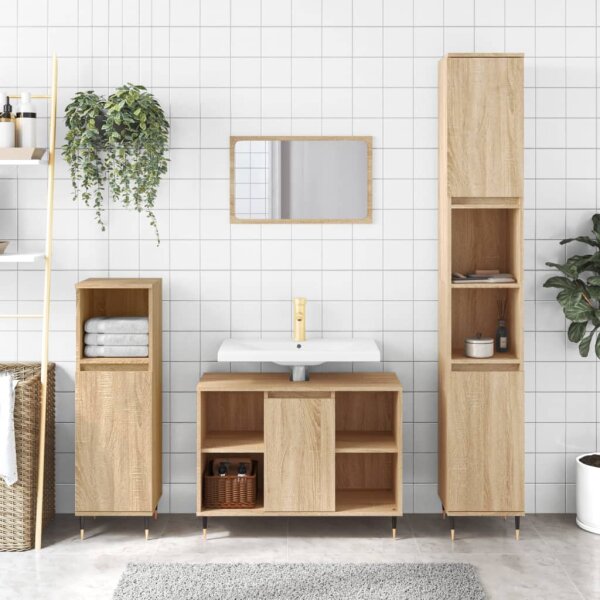 vidaXL Badschrank Sonoma-Eiche 80x33x60 cm Holzwerkstoff