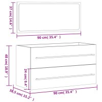 vidaXL Badschrank mit Spiegel Betongrau Holzwerkstoff