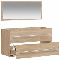 vidaXL Badschrank mit Spiegel Sonoma-Eiche Holzwerkstoff