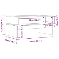 vidaXL Couchtisch Braun Eichen-Optik 90x55x42,5 cm Holzwerkstoff