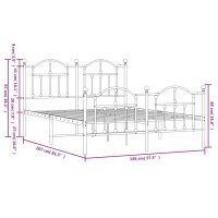 vidaXL Bettgestell mit Kopf- und Fu&szlig;teil Metall Schwarz 140x200 cm