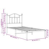 vidaXL Bettgestell mit Kopfteil Metall Schwarz 90x200 cm