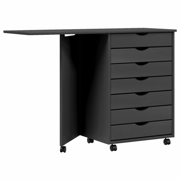 vidaXL Rollschrank mit Schreibtisch MOSS Grau Massivholz Kiefer