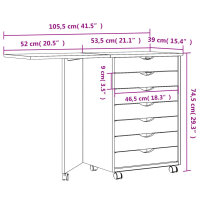 vidaXL Rollschrank mit Schreibtisch MOSS Grau Massivholz Kiefer