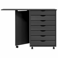 vidaXL Rollschrank mit Schreibtisch MOSS Grau Massivholz Kiefer