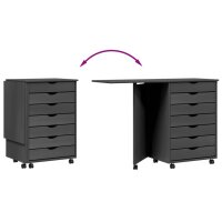 vidaXL Rollschrank mit Schreibtisch MOSS Grau Massivholz Kiefer