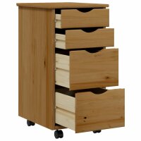 vidaXL Rollschrank mit Schubladen MOSS Honigbraun Massivholz Kiefer