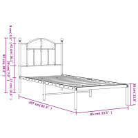 vidaXL Bettgestell mit Kopfteil Metall Wei&szlig; 80x200 cm