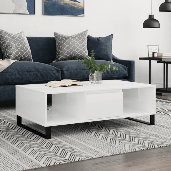 vidaXL Couchtisch Hochglanz-Wei&szlig; 104x60x35 cm Holzwerkstoff