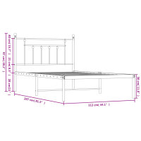 vidaXL Bettgestell mit Kopfteil Metall Wei&szlig; 107x203 cm