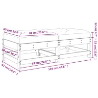 vidaXL Gartenhocker mit Kissen 2 Stk. Grau Massivholz Kiefer