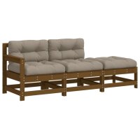 vidaXL 3-tlg. Garten-Lounge-Set mit Kissen Honigbraun...