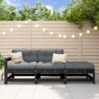 vidaXL 3-tlg. Garten-Lounge-Set mit Kissen Schwarz...