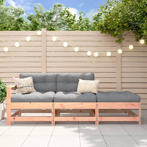 vidaXL 3-tlg. Garten-Lounge-Set mit Kissen Massivholz Douglasie