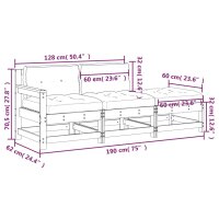 vidaXL 3-tlg. Garten-Lounge-Set mit Kissen Wei&szlig; Massivholz