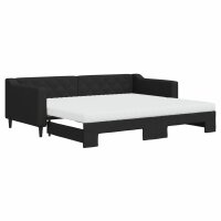 vidaXL Tagesbett Ausziehbar mit Matratzen Schwarz 90x200 cm Stoff