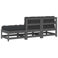 vidaXL 3-tlg. Garten-Lounge-Set mit Kissen Grau Massivholz