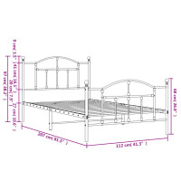 vidaXL Bettgestell mit Kopf- und Fu&szlig;teil Metall Schwarz 107x203 cm