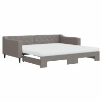 vidaXL Tagesbett Ausziehbar mit Matratzen Taupe 100x200 cm Stoff