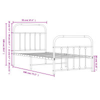 vidaXL Bettgestell mit Kopf- und Fu&szlig;teil Metall Wei&szlig; 90x190 cm