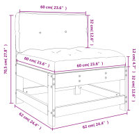 vidaXL Mittelsofa mit Kissen Massivholz Douglasie