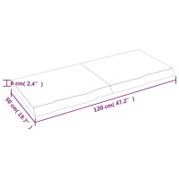 vidaXL Wandregal 120x50x6 cm Massivholz Eiche Unbehandelt