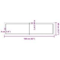 vidaXL Wandregal Dunkelgrau 160x40x4 cm Massivholz Eiche Behandelt